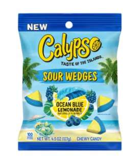 Calypso Sour Wedges Peg Ocean Blue Lemonade Gummy 4.5 oz 12ct