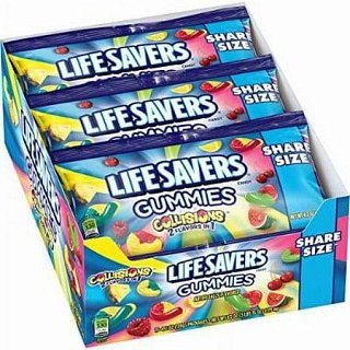 Lifesavers Collisions Gummies Share Size 15 Count 4.2 Ounce Bags Tray