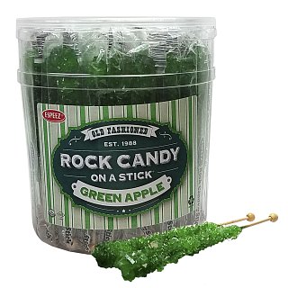 Espeez Green Apple Rock Candy On a Stick Jar 36 ct 6.5 "