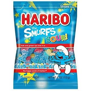 Haribo Peg Sour Smurfs 12 Bags 4 Ounce Pack