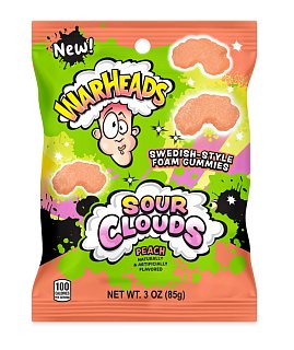 Warheads Sour Clouds Swedish Style PEACH  Gummy 3oz 12ct