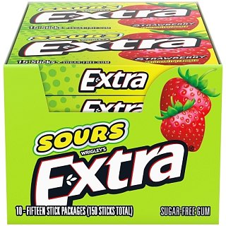 Extra SOUR Strawberry Gum 15 Stick 10 ct Pack