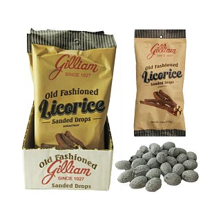 Gilliam Old Fashioned Sanded Candy Drops Licorice 4.5oz 12ct Tray