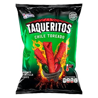 Taqueritos Rolled Tortilla Chips Chile Toreado 8 oz 20ct Box
