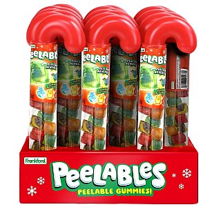Frankford Christmas Peelables Gummy Candy Cane Tube 2.89oz 12 Pack