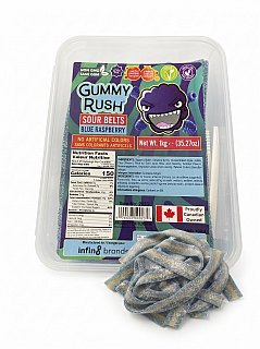 Gummy  Rush Sour Belts Bulk Tub Blue Raspberry  2.2 lb