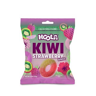 Iconic Candy Hoola Kiwi Strawberry Gummy Rings 6oz 8 Pack