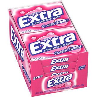 Extra Gum Classic Bubble Chewing Gum 10 Count 15 Pieces Each Tray