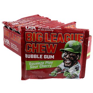 Big League Chew Sour Cherry Pouch Gum 2.12 oz 12 ct