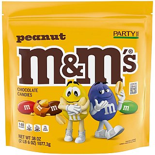 M&M Peanut Chocolate Candy Party Size Bag 38 oz
