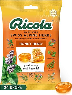 Ricola Swiss Cough Drop Honey Herb 24 Count Bag 8 ct Tray