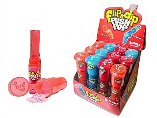 Bazooka UK Flip N Dip Push Pop Lollipop Candy 12ct