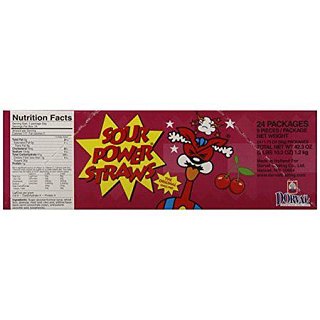 Sour Power Candy Straws Cherry 24 Count 1.75 ounce