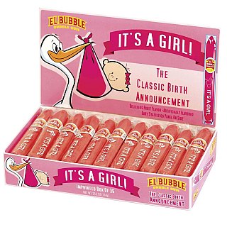 It's a Girl Classic Birth Announcement Bubble Gum Cigar 36 ct