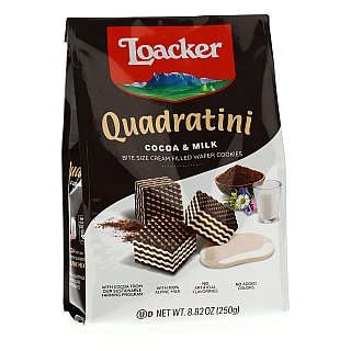 Loacker Quadratini Cocoa Milk Wafer Cookie Bag 8.8 oz 6ct