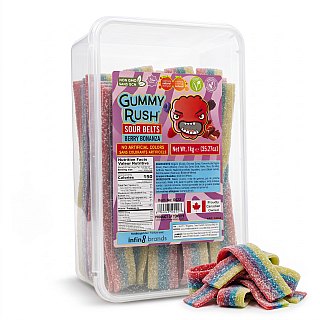Gummy  Rush Sour Candy Belts Bulk Tub Berry Bonanza  2.2 lb