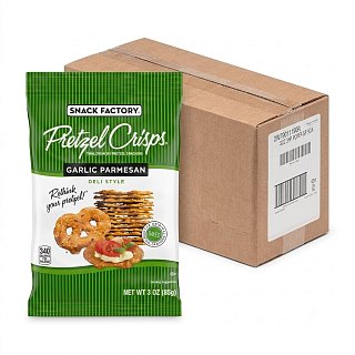 Snack Factory Pretzel Crisps Garlic Parmesan 3oz 8ct Tray