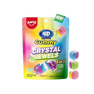 Amos 4D Crystal Jewel Crunchy Gummy Candy 3.53 oz 12ct