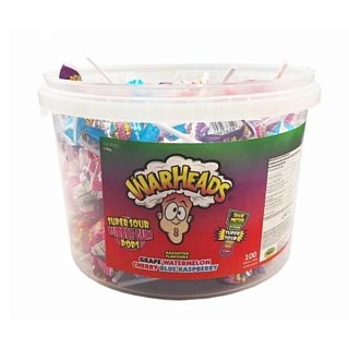 Warheads Import Super Sour Bubblegum Lollipop Tub 100ct