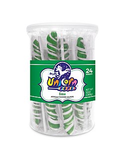 Mini Unicorn Pops Spiral Twist Lime Green Lollipop 24 ct 6.5"