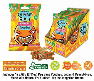 Gummy Rush Mini Sour Belt Bites Tangerine Dream 2.11oz 12ct Tray