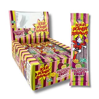 Sour Power Candy Gummy Straws Passionfruit 1.75oz 24 ct