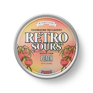 Retro Sours Peach Hard Candy 2.12 oz 8 ct Tray