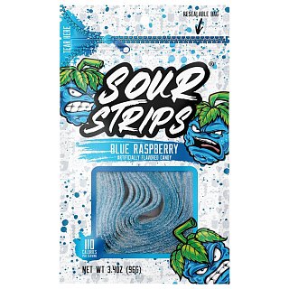 Sour Strips Blue Raspberry Sour Candy Belt Peg  3.4 oz 12 ct