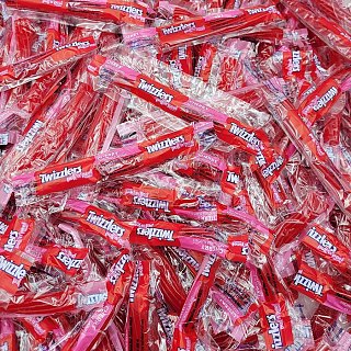 Twizzlers Pull & Peel Cherry Licorice Candy Mini 4.5" Wrapped 5lb