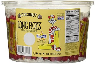Atkinson Coconut Long Boy Caramel Candy Tub 44 oz 130ct