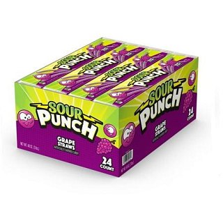 Sour Punch Grape Straws 24 Count 2 Ounce Tray
