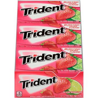 Trident 12 Ct 14 Sticks Island Berry Lime Gum Tray
