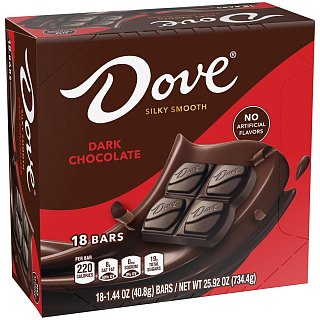 DOVE Dark Chocolate Bars Silky Smooth 1.44 oz 18 ct
