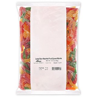 Albanese Large Sour Assorted Gummy Worms 4.5 Pound Bag Bulk