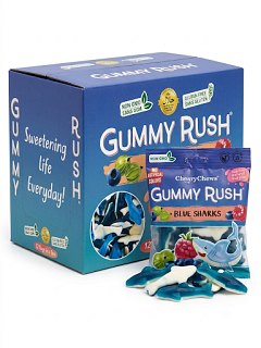 Gummy Rush Blue Sharks Gummy Candy 3.17oz 12ct Tray