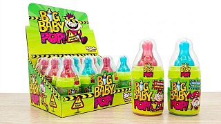 Bazooka UK Big Baby Pop Bottle Lollipop Powder Mega Sour 32g 12 ct