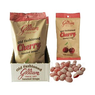 Gilliam Old Fashioned Sanded Hard Candy Drops CHERRY 4.5oz 12ct Tray