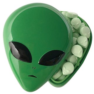 Boston America Alien Head Sour Shaped Green Hard Candy 10 ct
