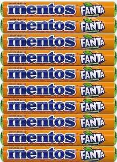 Mentos Orange Fanta Soda Fruit Chewy Candy Roll Import 16 ct Tray