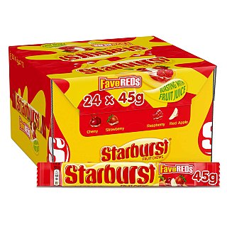 Starburst UK Import FaveReds Fruit Chews 45g 24ct tray