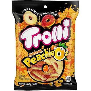 Trolli Sweet Peachie O's Peach Ring Gummy 4.25 oz Peg Bag