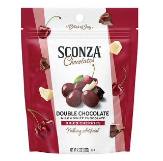 Sconza Double Chocolate Covered Cherries 4.5 oz 6 ct Peg Bags