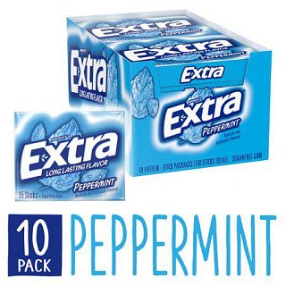 Extra Sugar Free Gum Peppermint 10 Count 15 Pieces Each Tray
