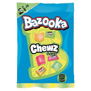 Bazooka UK Chews SOUR Filled Chewy Candy 120g 12ct Peg Tray