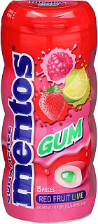 Mentos Gum 10 Ct 15 Piece Bottles Red Fruit Lime Tray