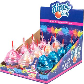 Dippin Dots Dip N Lik Lollipop with Candy Beads Cup 12 ct tray