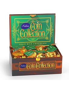 Madelaine Solid Chocolate Gold Coin Mesh Bag Gift Box 1oz 48ct