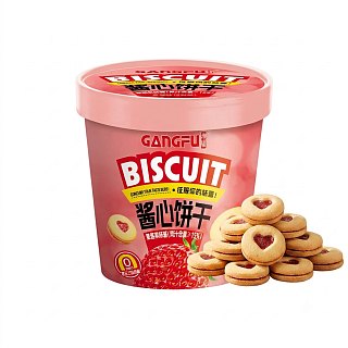 Gangfu Import Strawberry Jam Biscuit Cookie Cup 1.76oz 24 Pack