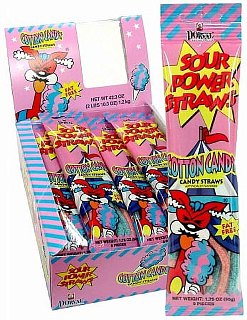 Sour Power Cotton Candy Straws 24 Count 1.75 ounce