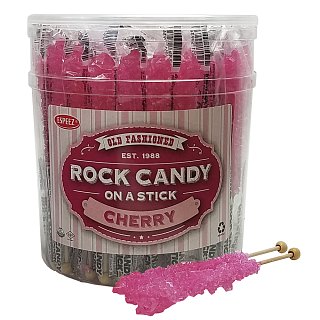 Espeez Pink Cherry Rock Candy On a Stick Jar 36 ct 6.5 "